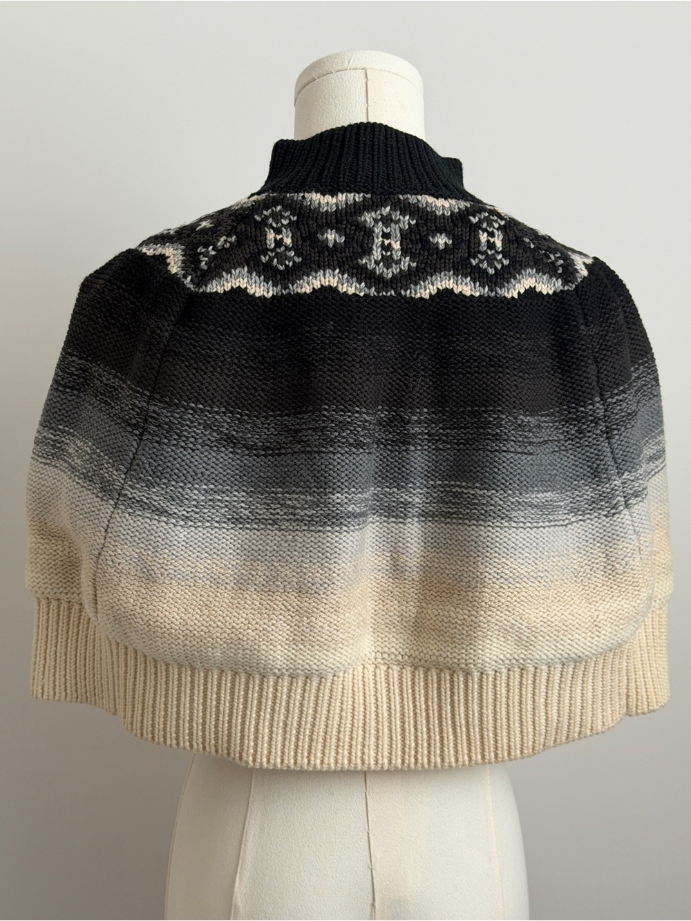 Ports 1961 Wool Ombre Fair Isle Wool Cape Sweater Cardigan Poncho XS - Picture 3 of 11
